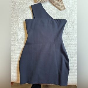 Superdown navy mini one shoulder dress